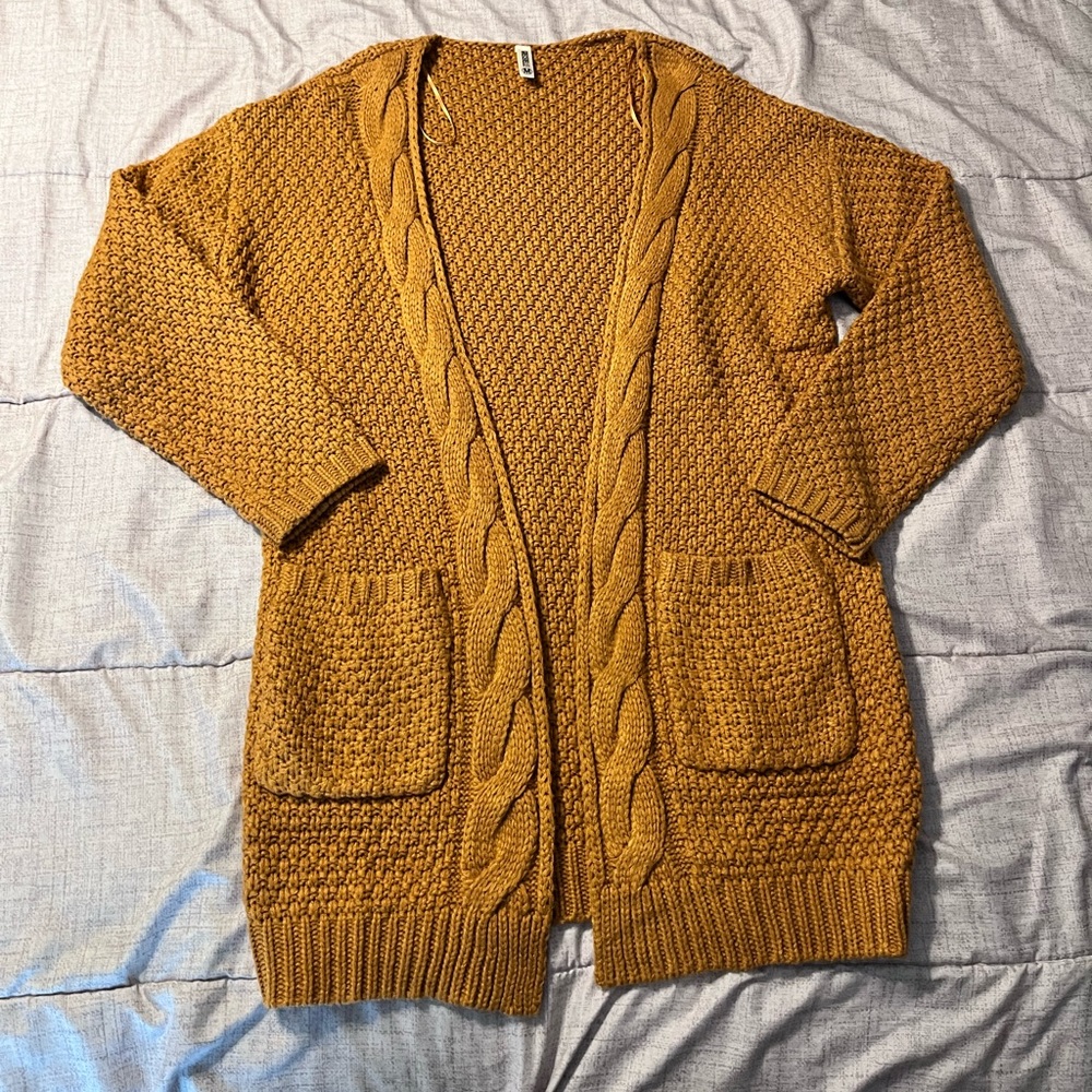 Chunky Knit Mustard Cardigan Medium